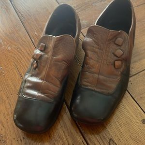 VTG Sz 10 Leather men slip on Palm Beach classic brown shoes dapper Dan loafers
